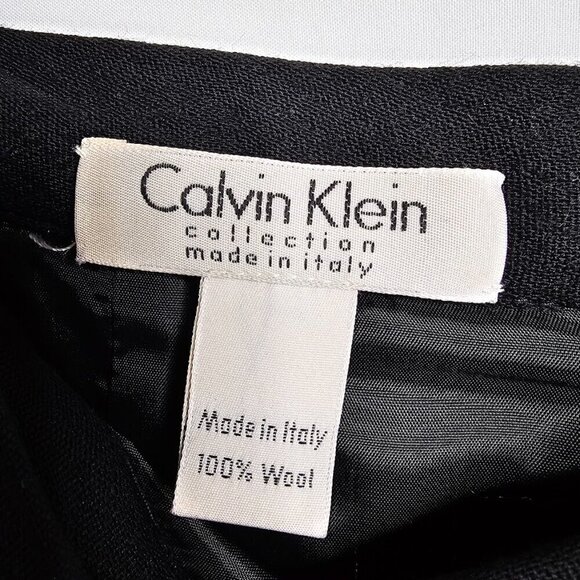 Vintage CALVIN KLEIN Wool Pencil Skirt BLACK size 6 Preppy Twee Knit Straight - Picture 4 of 9
